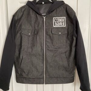 CONVERGE Men’s Black Hooded Zip Jacket L